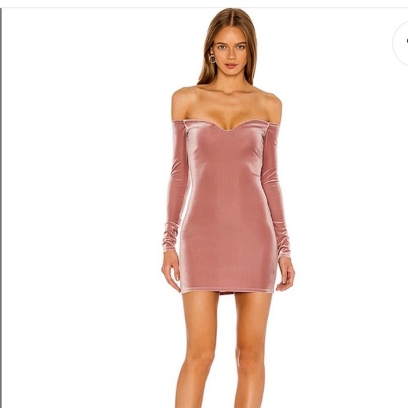 Revolve NBD velvet mini dress in blush pink - Picture 2 of 10